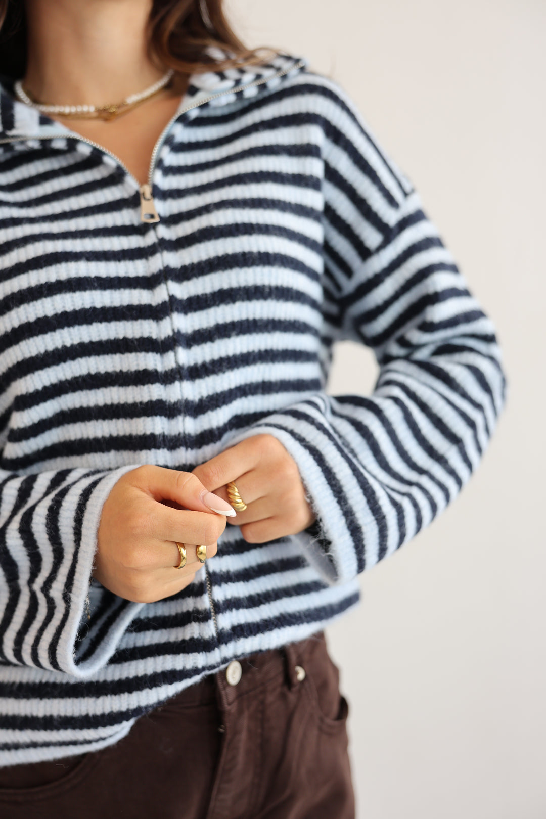 Striped Zip Cardigan