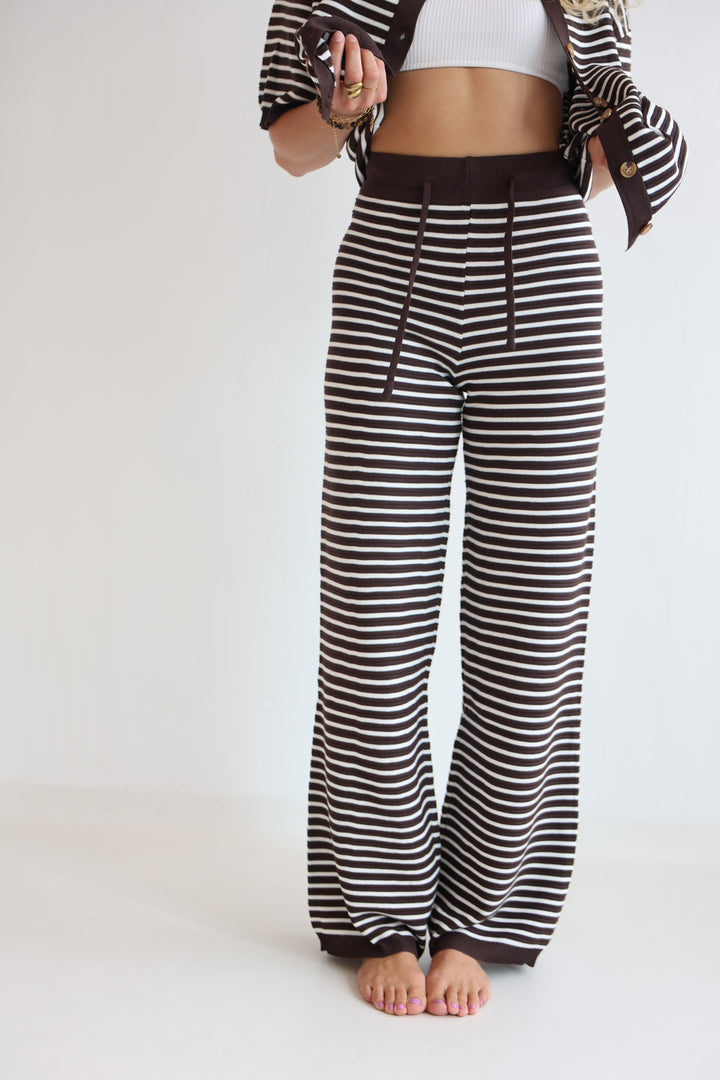 Gestreifte Hose mit Lochstrickmuster Cool Fit