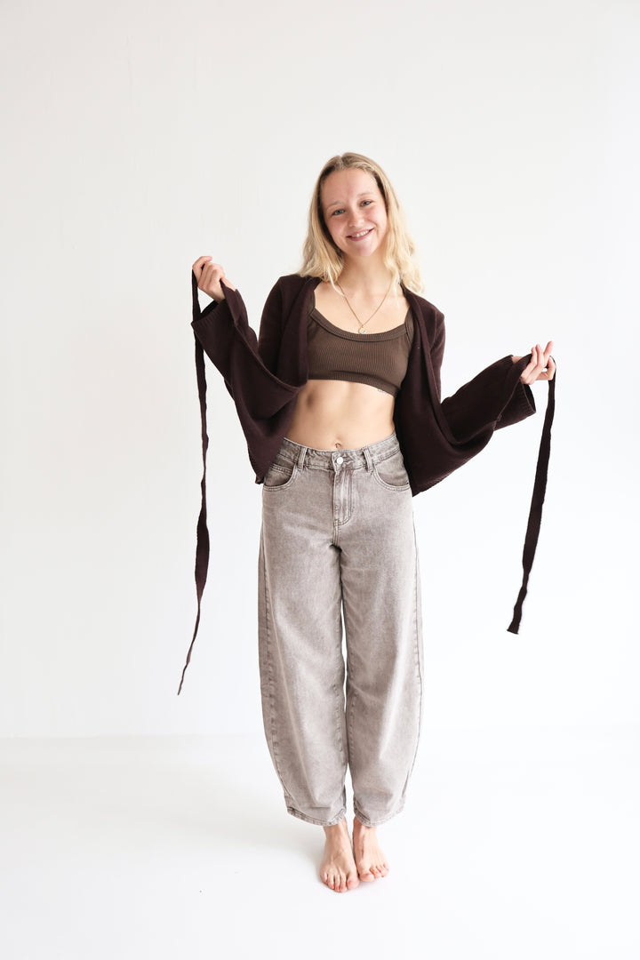 Barrel Fit Mocca Jeans