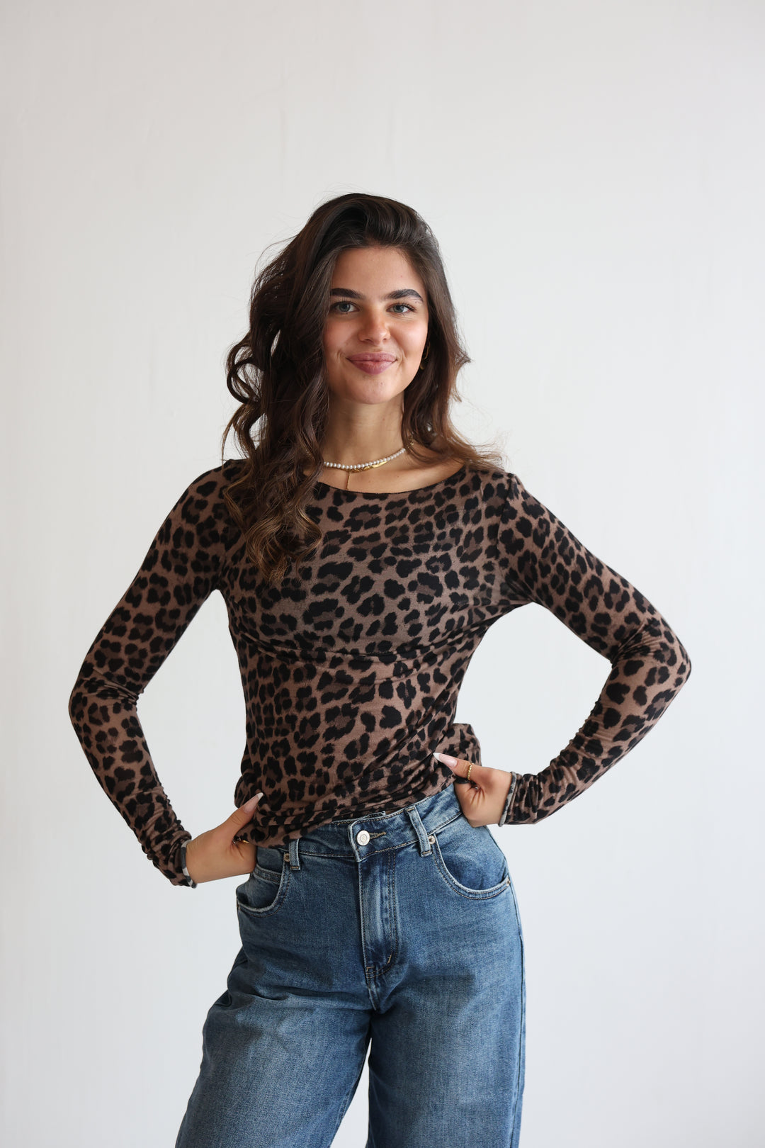 Cashmere Longsleeve mit Leoprint