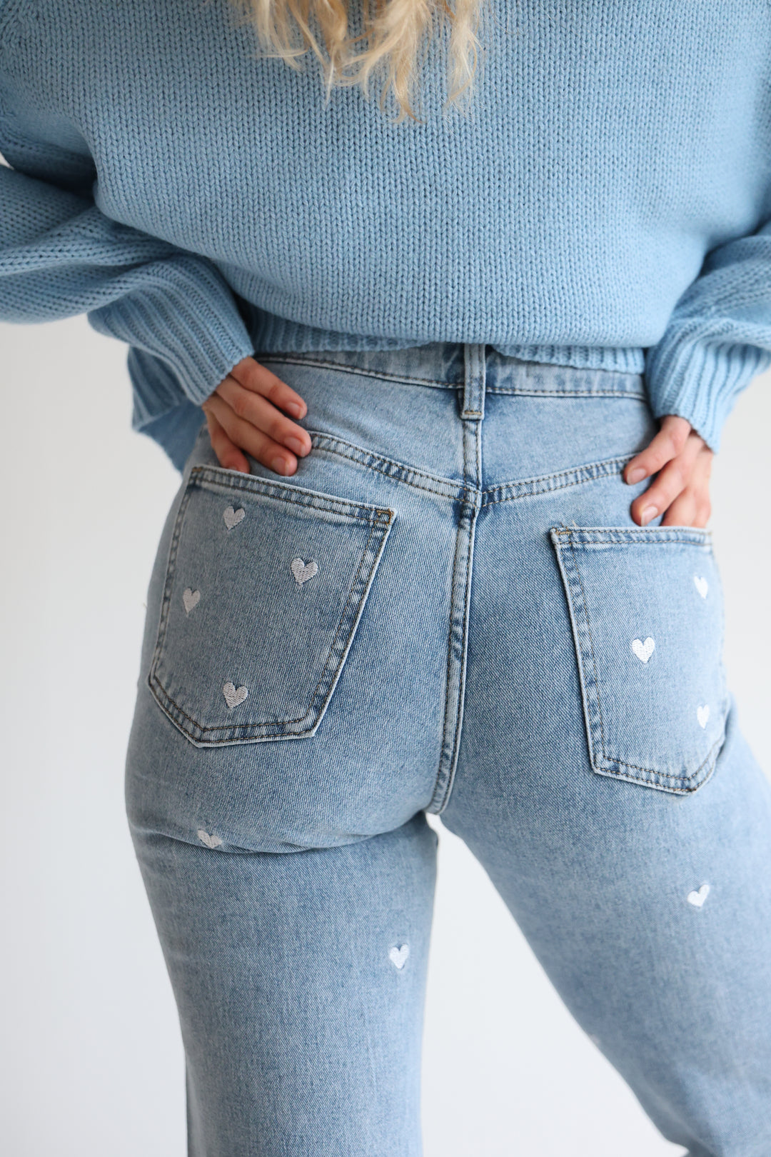 Straight Fit Jeans Blue Hearts