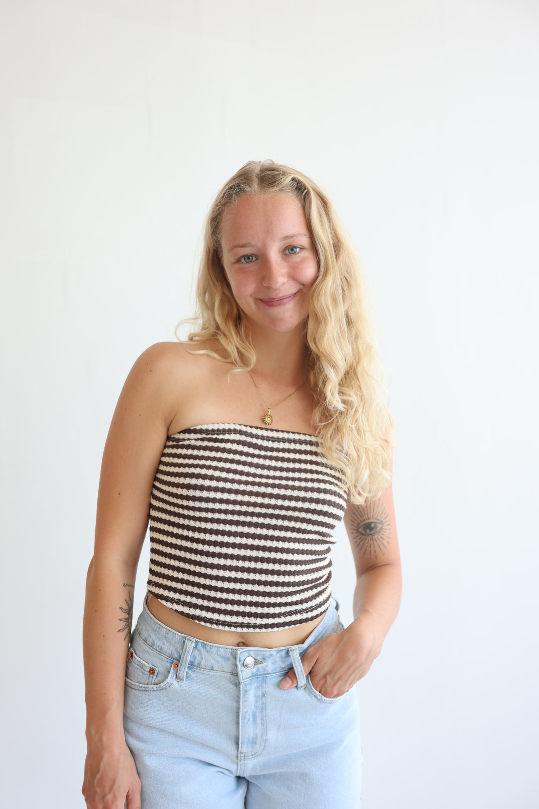 Striped Knit Tube Top
