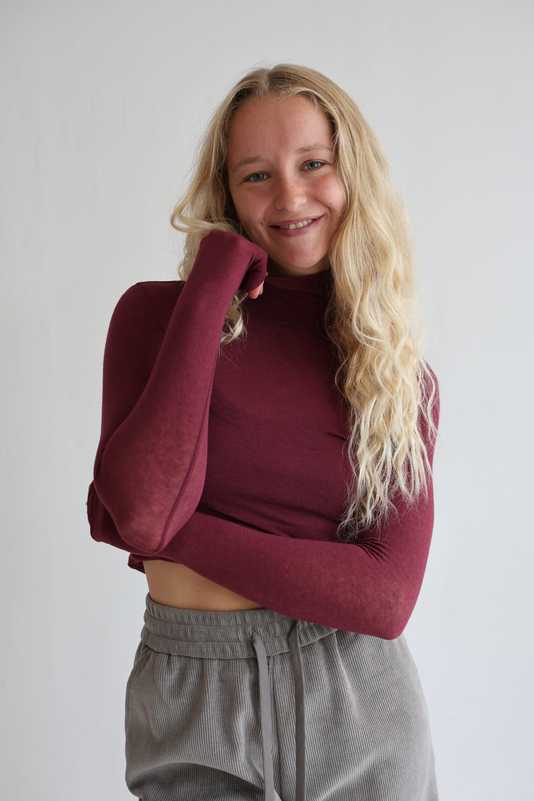 Cashmere Longsleeve mit Kragen Liliana (einfarbig)