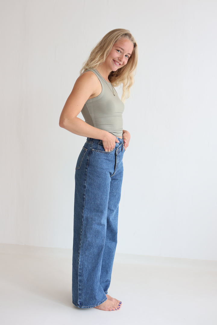 Cross Front Wide Leg Jeans