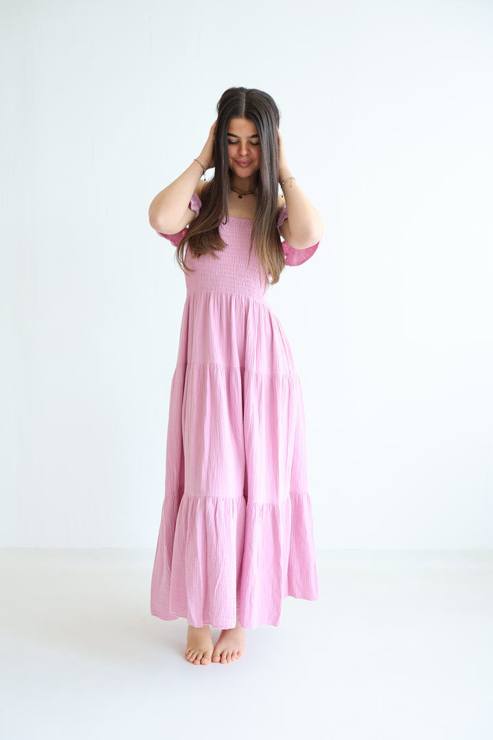 Langes Kleid mit Raffung Livia