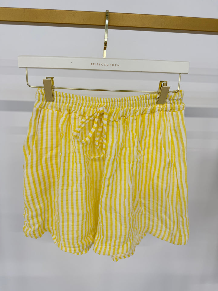 KURZE MUSSELINSHORTS MIT STREIFEN LEMON (B-WARE)