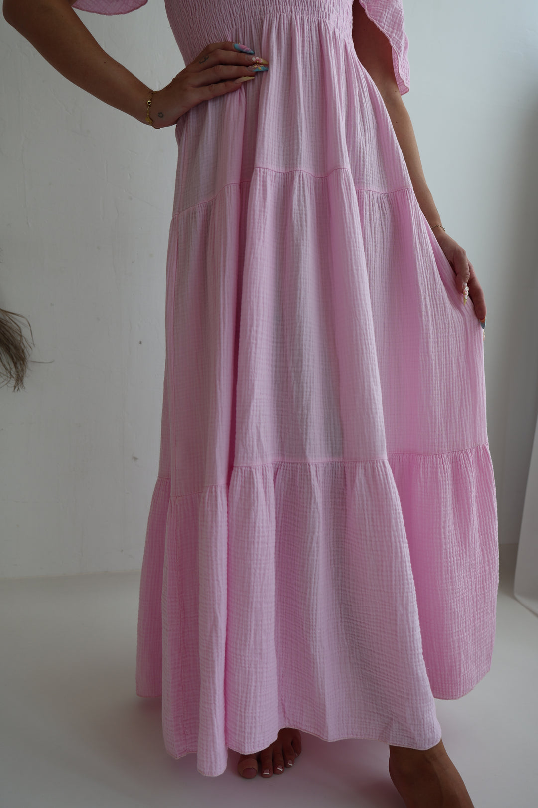 Langes Kleid mit Raffung Livia