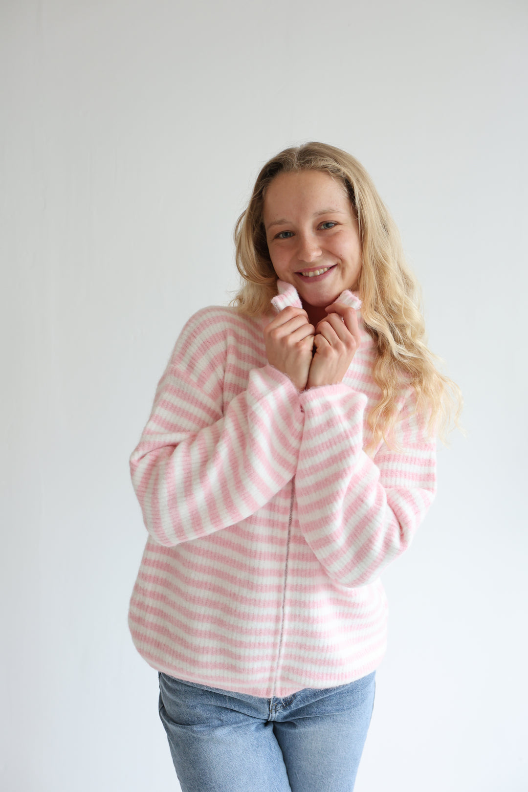 Striped Zip Cardigan