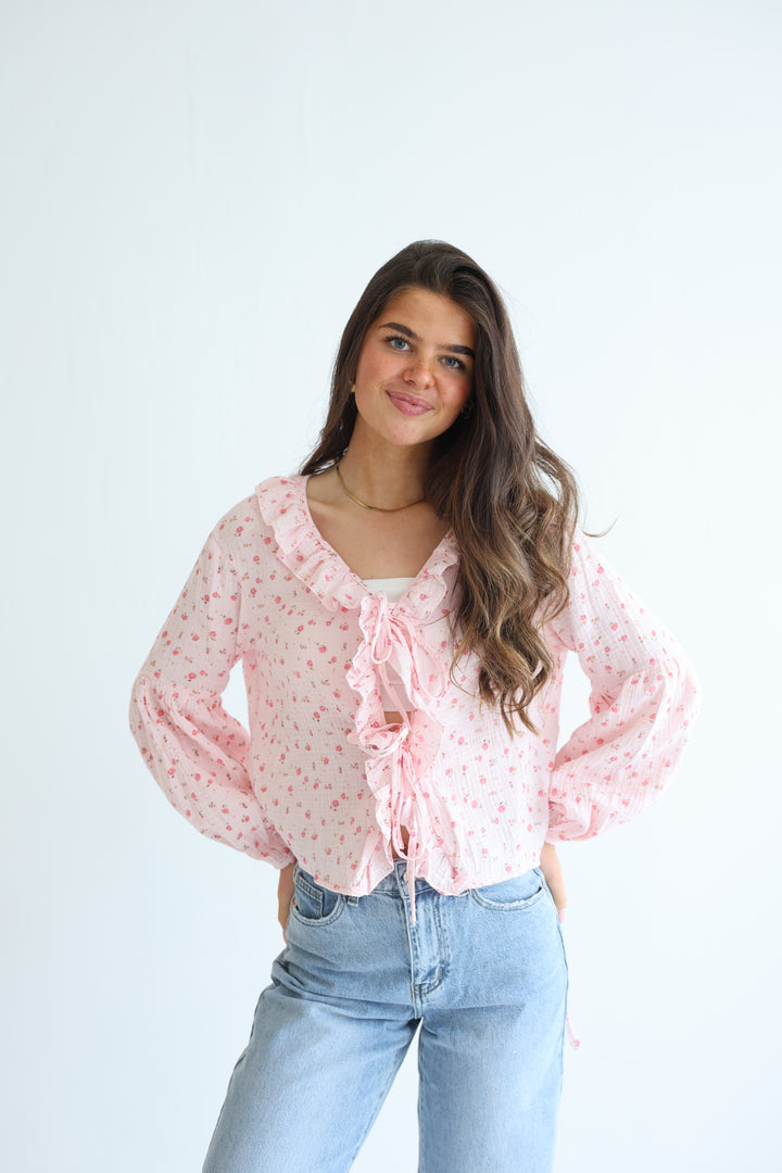 Rosy Ruffle Cardigan