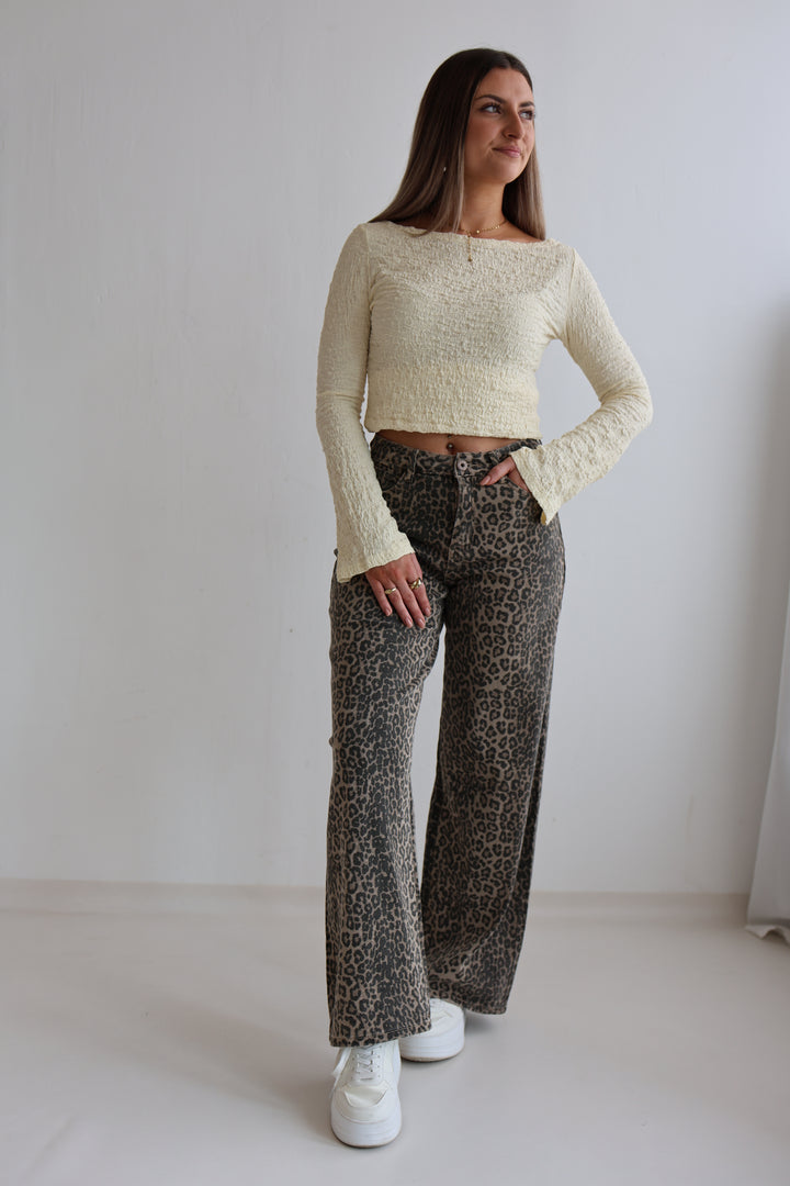 Wide Leg Jeans mit Leoprint (265-34)