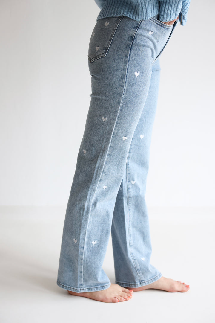 Straight Fit Jeans Blue Hearts