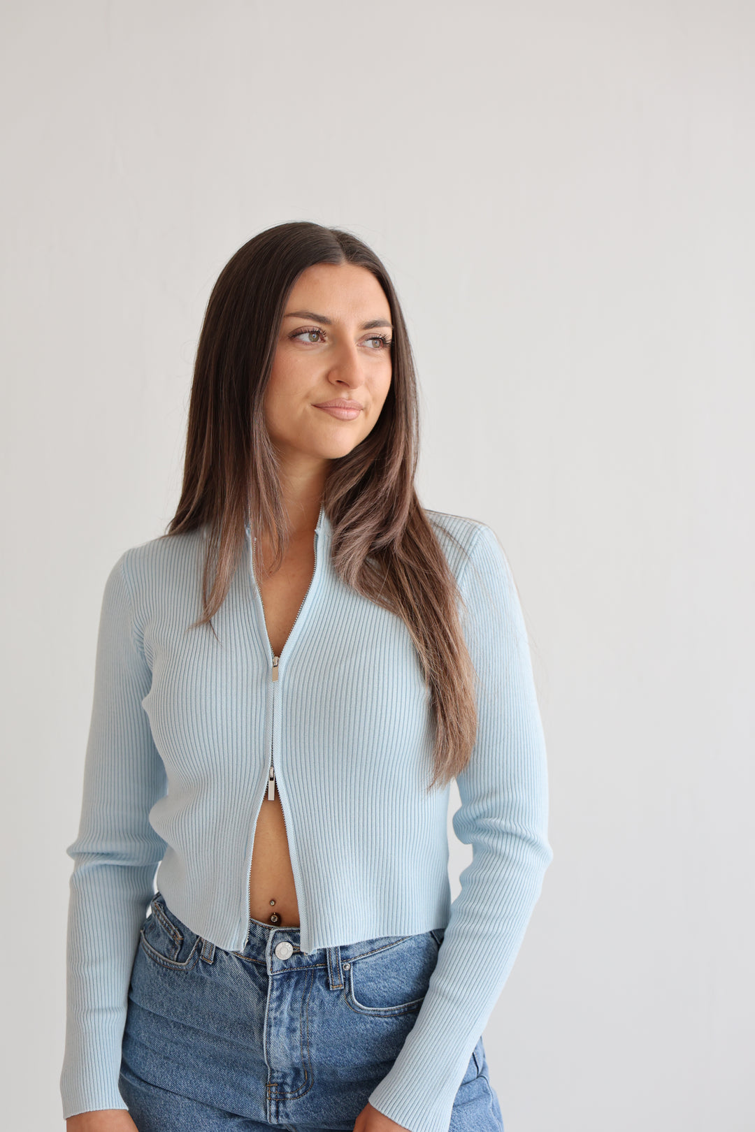 Ripped Zip-Up Cardigan