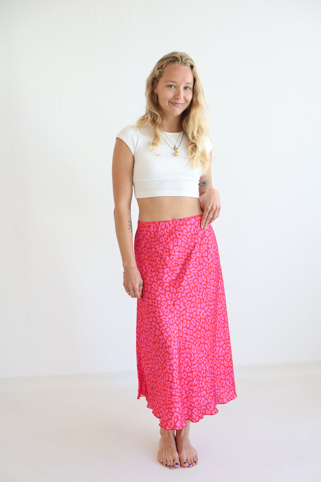 Leopard Satin Skirt