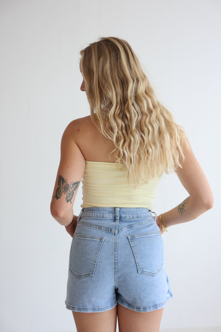 Lemon Print Denim Skirt