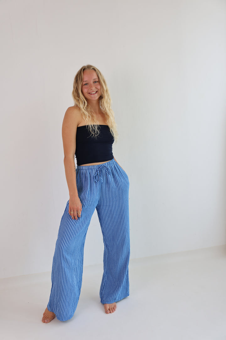 Lange Musselinhose mit Streifen Little Lines