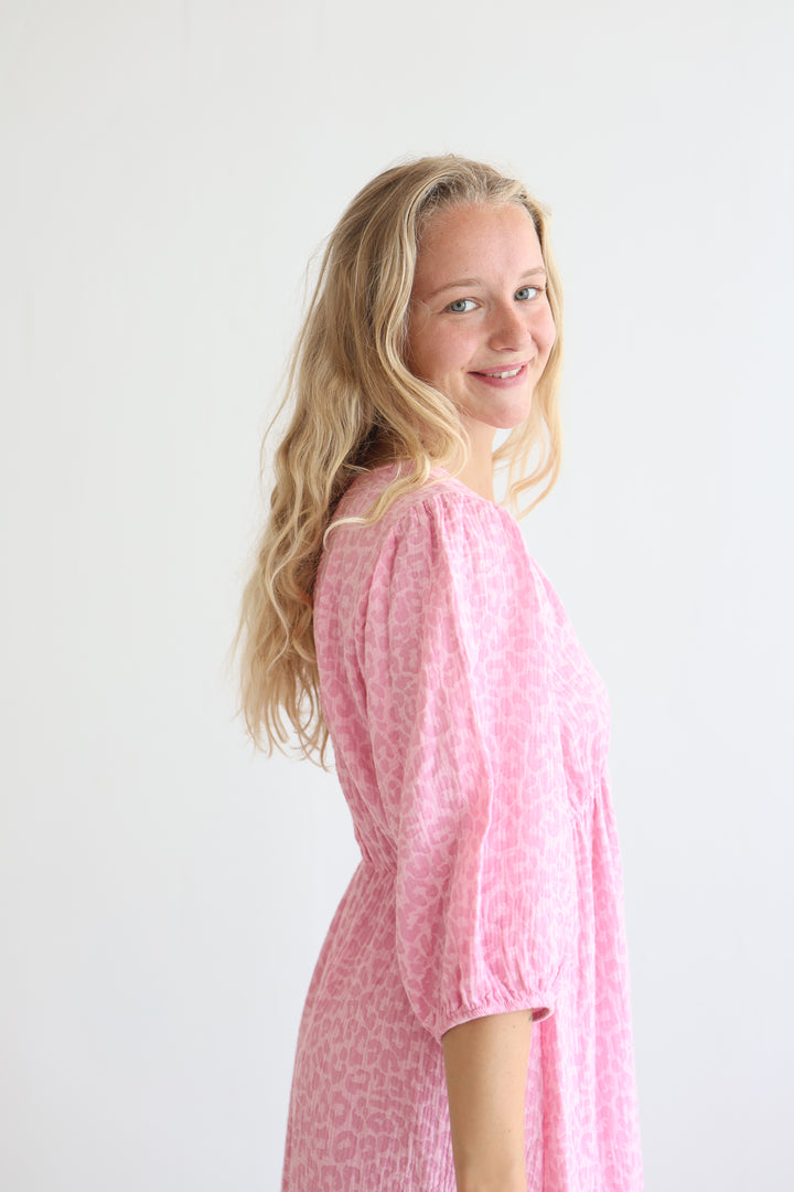 3/4 Arm Musselinkleid Timeless Leopard