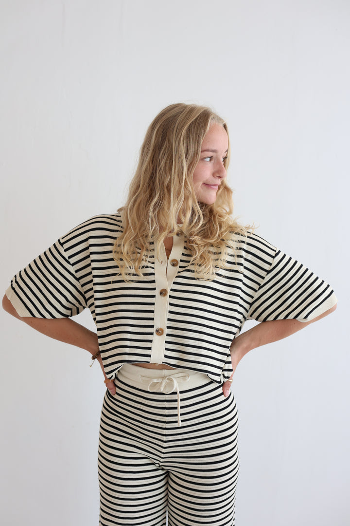Kurzarm-Cardigan mit Lochstrickmuster Cool Fit