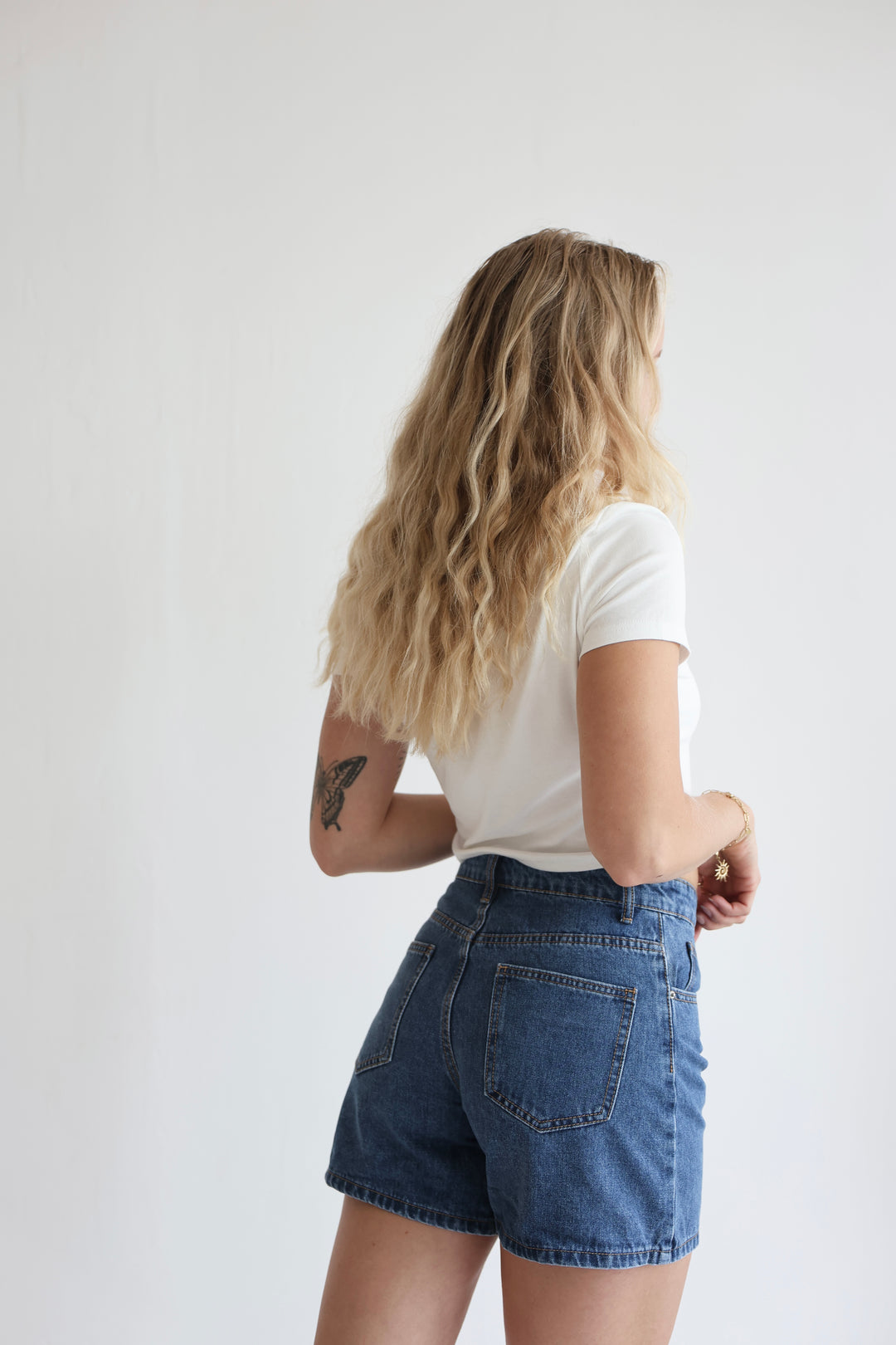 Asymmetric Denim Shorts