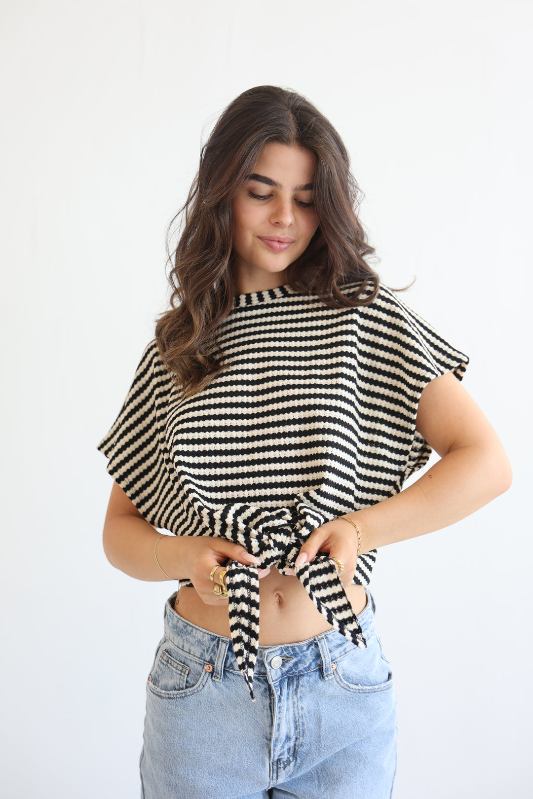 Striped Knit Knot T-Shirt