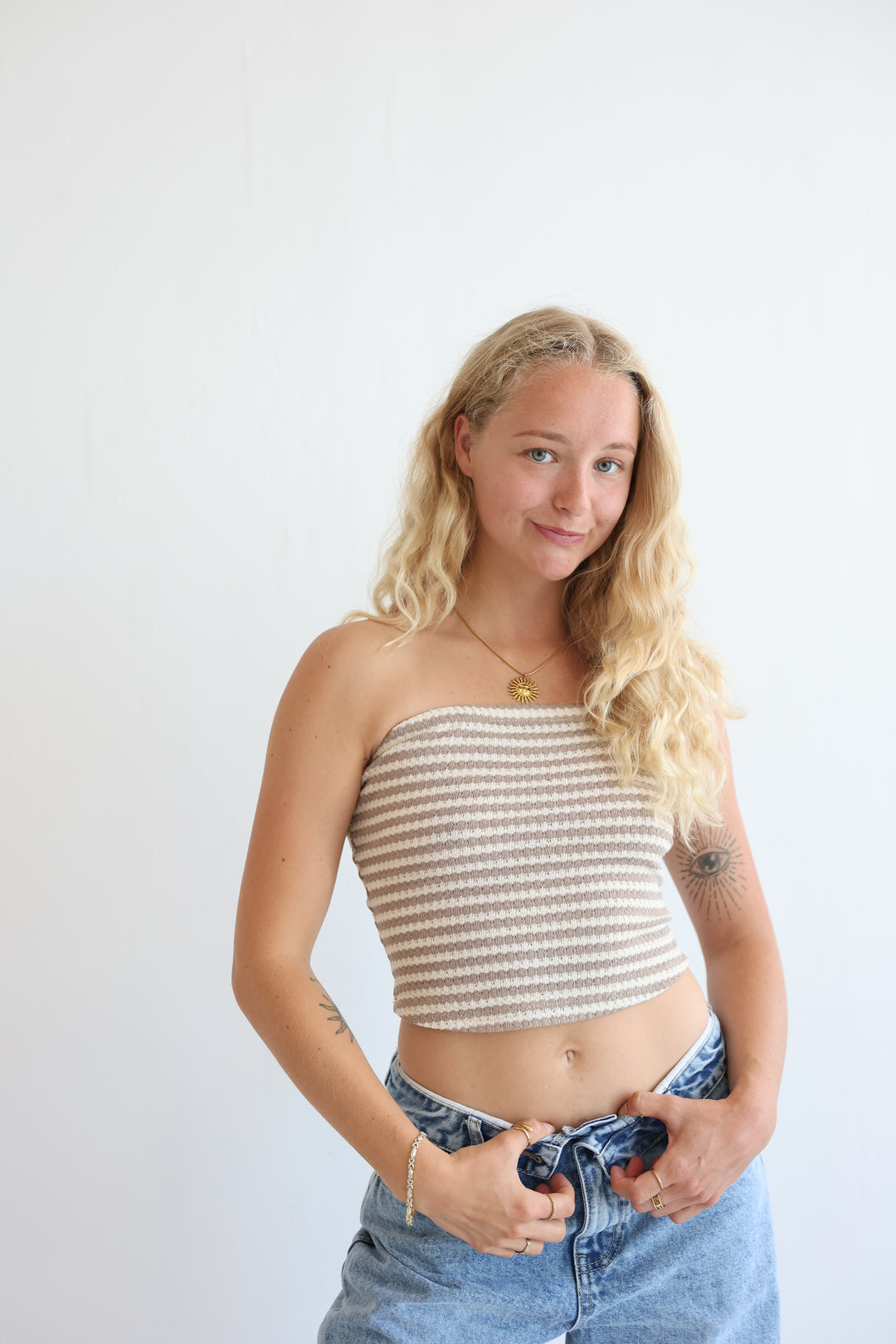 Striped Knit Tube Top