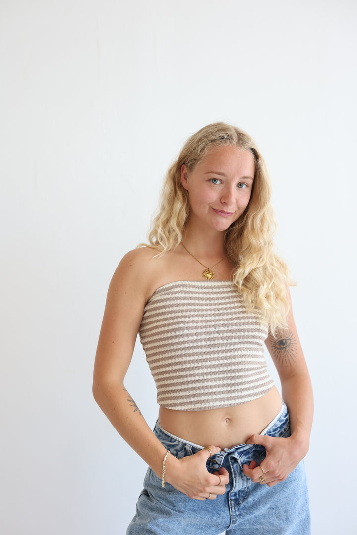 Striped Knit Tube Top