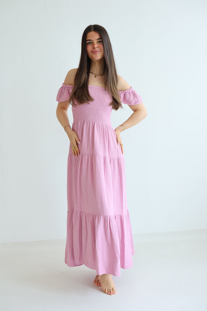 Langes Kleid mit Raffung Livia