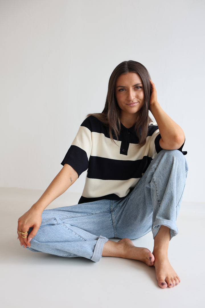 Navy Striped Poloshirt