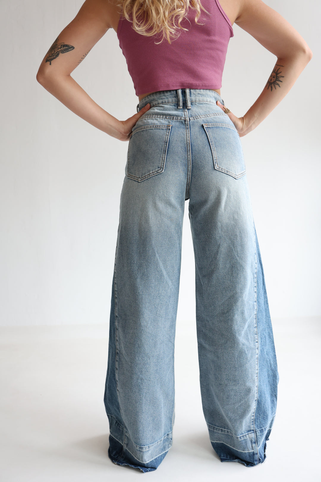 Block Fade Wide Leg Jeans
