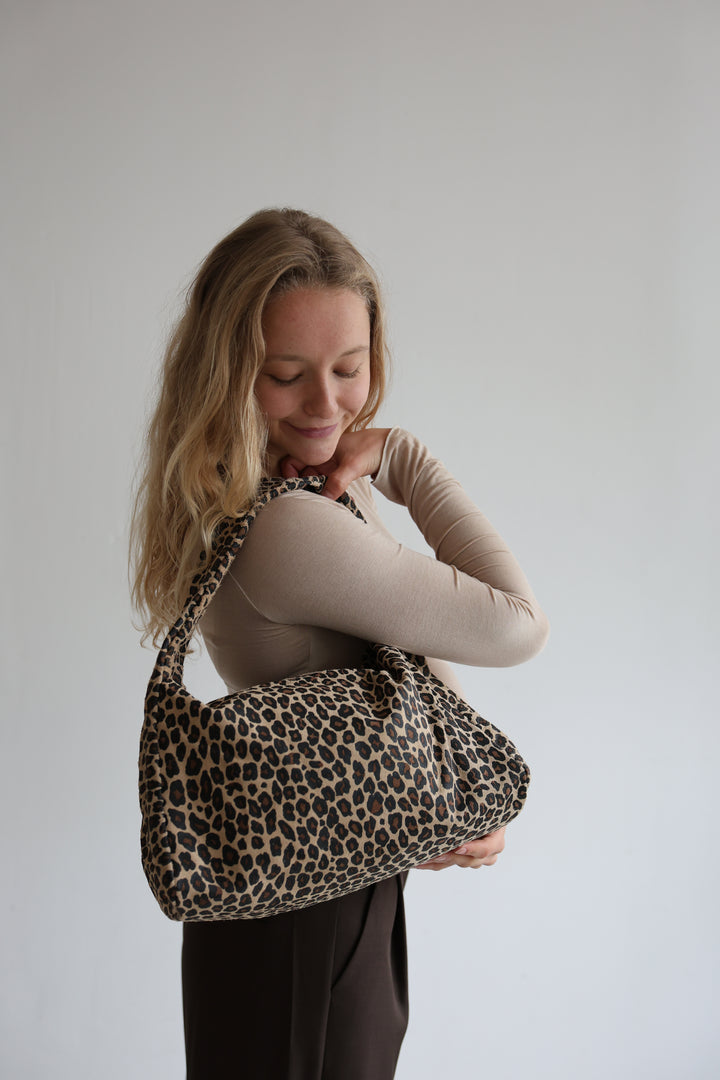 Leopard Print Suede Handbag