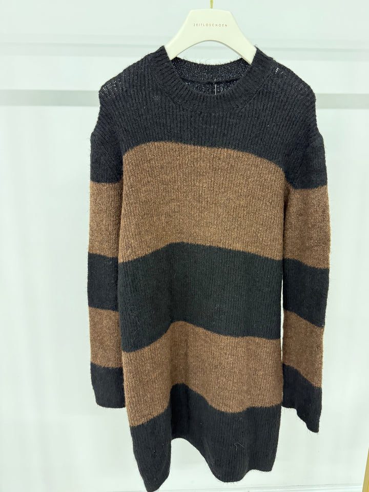 SOFT STRIPE KNIT DRESS DARK CHOCOLATE (B-WARE)