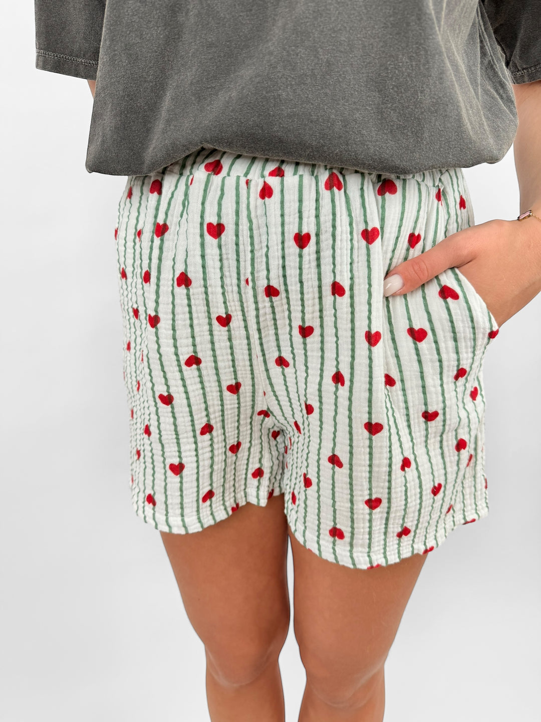 Shorts aus Musselin Rouge Hearts