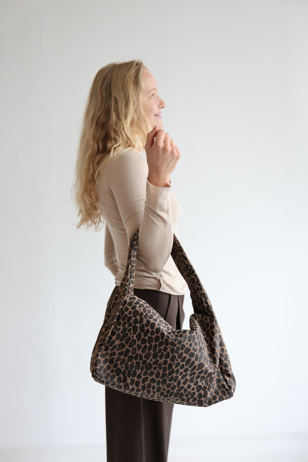Leopard Print Suede Handbag