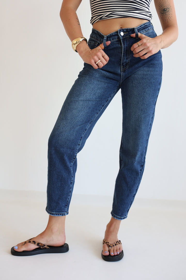 Deep Blue Mom Jeans