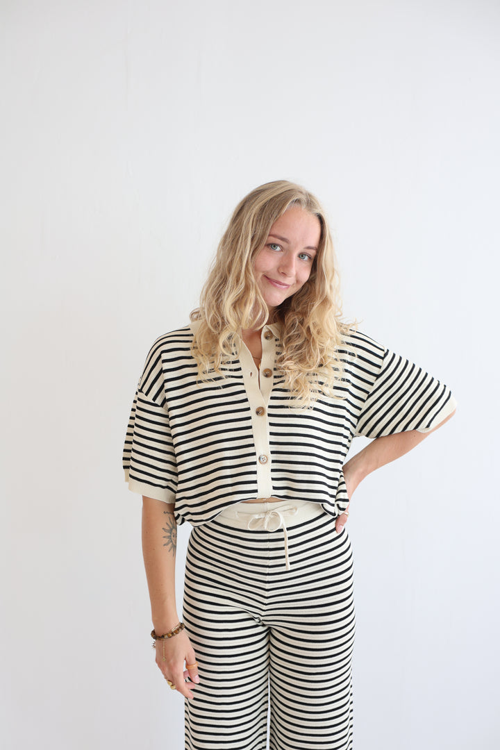 Kurzarm-Cardigan mit Lochstrickmuster Cool Fit