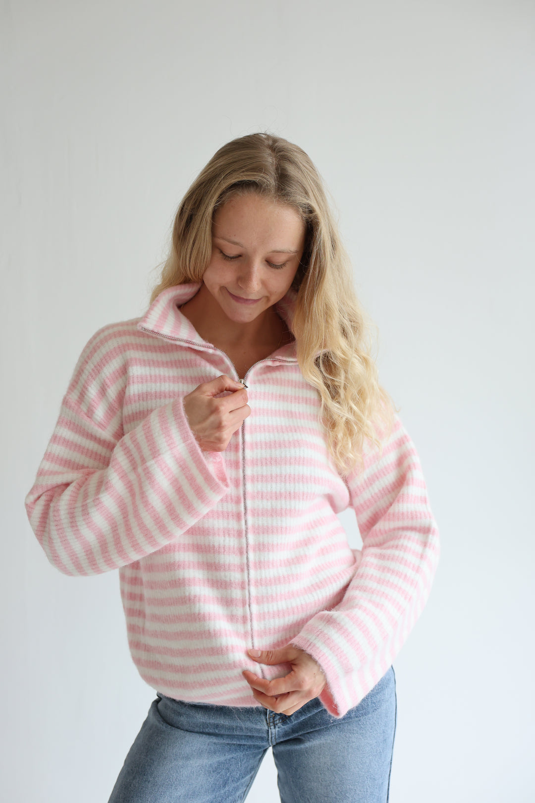 Striped Zip Cardigan