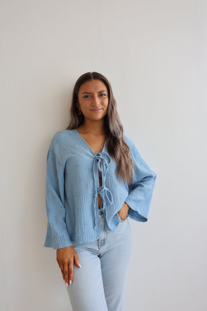 Musselinbluse zum Schnüren Cute Bows