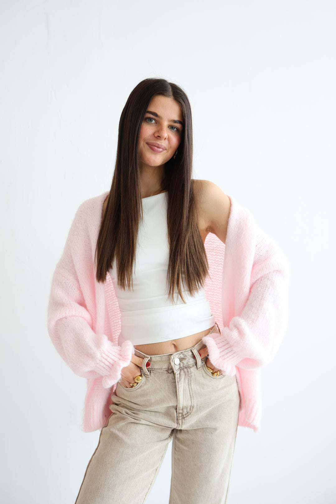 Offener Cardigan mit Rüschenärmeln Clara