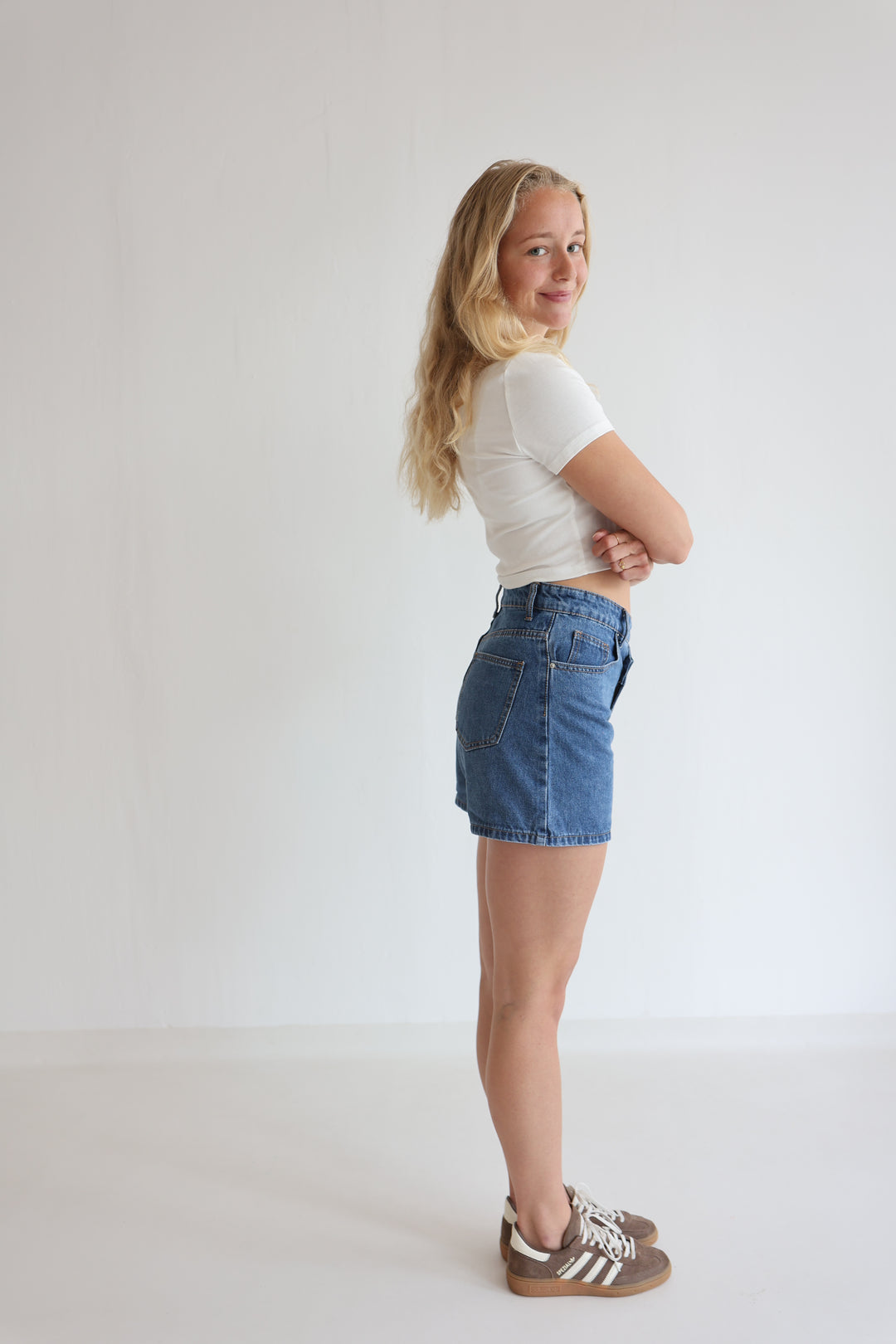 Asymmetric Denim Shorts