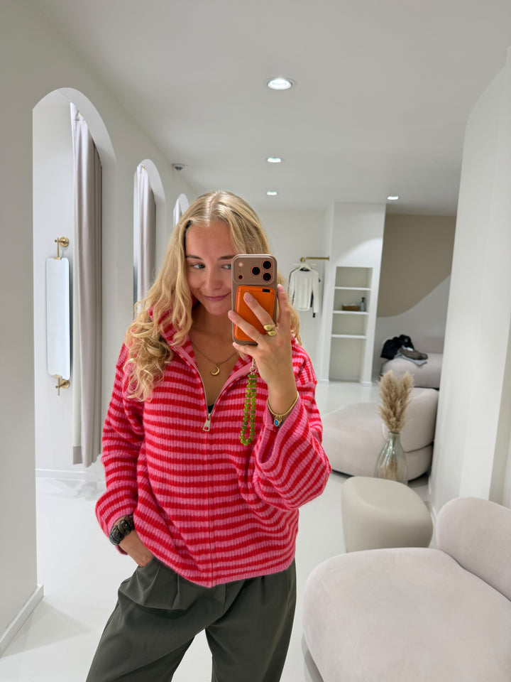 Striped Zip Cardigan