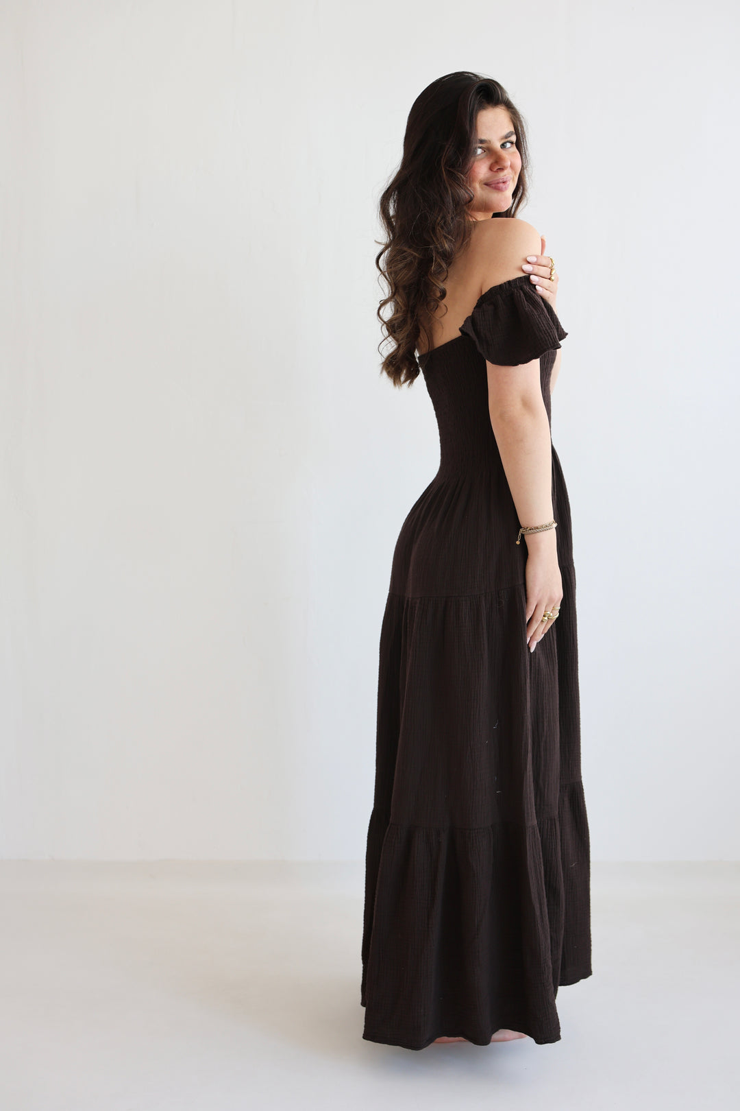 Langes Kleid mit Raffung Livia