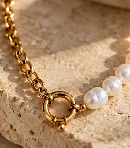 Pearl &amp; Chain Necklace