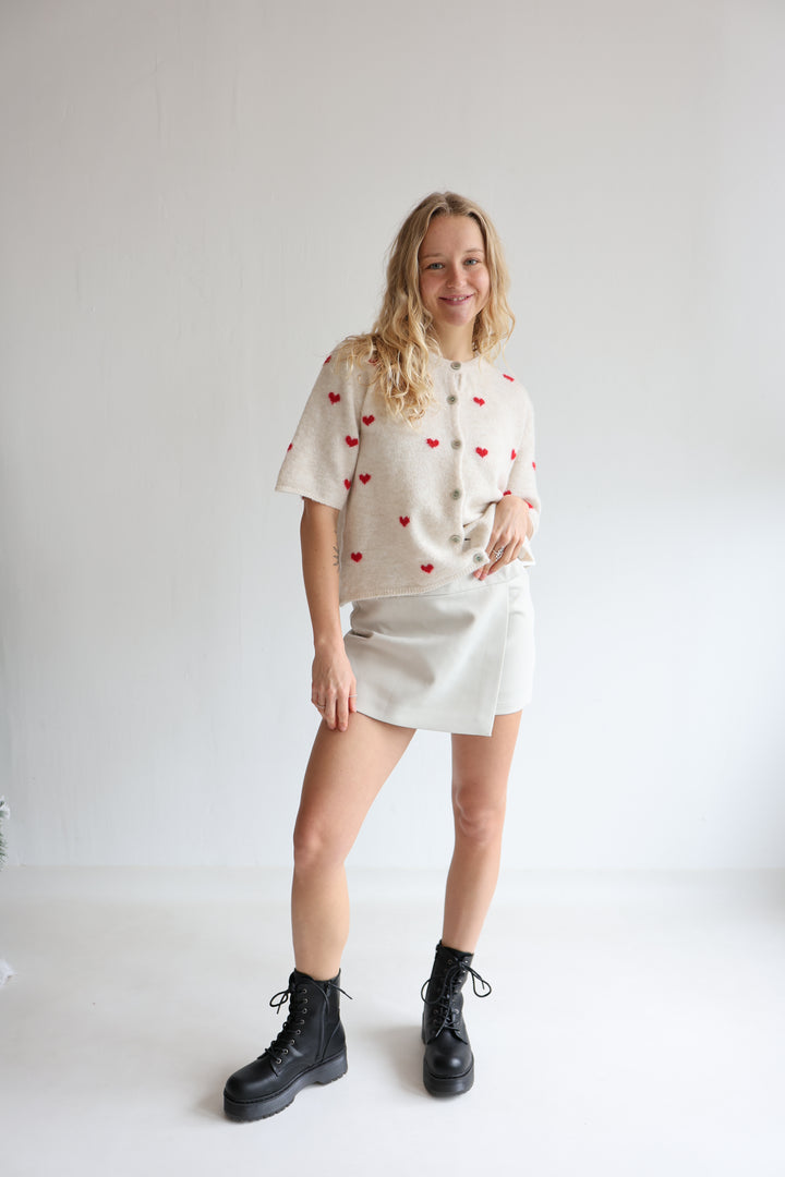 Kurzarm Cardigan Jolina mit Herzprint