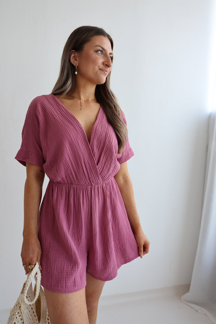 Musselin-Jumpsuit mit V-Ausschnitt Mara