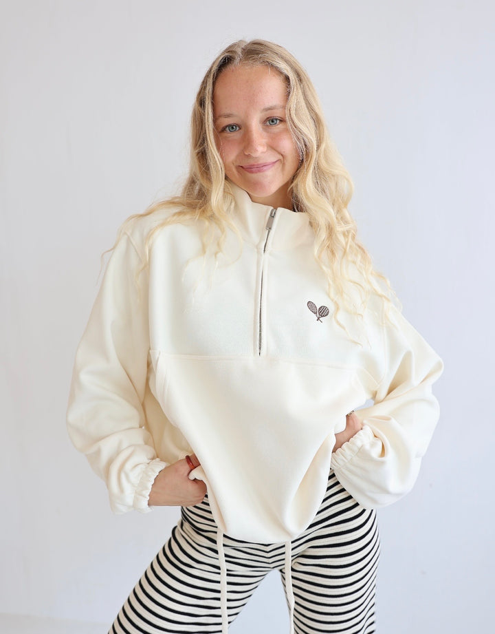 ZIP-SWEATER TENNIS RACKET CREME (B-WARE)