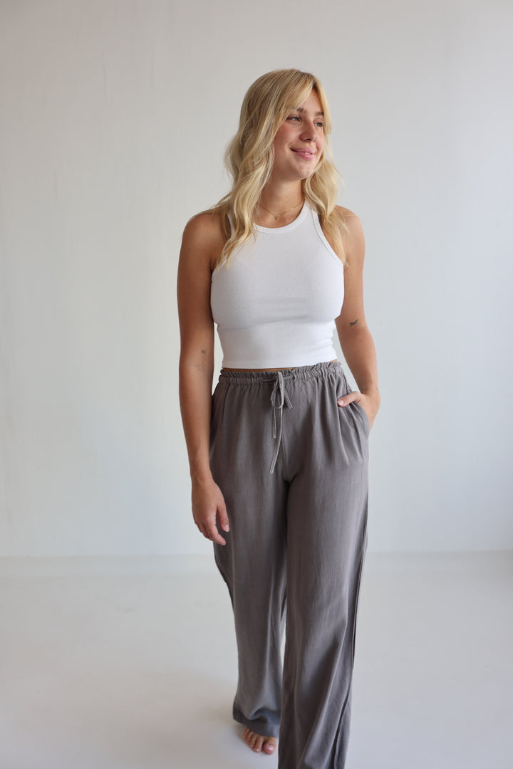 Extra Long Leinenhose mit Gummizug Chiara