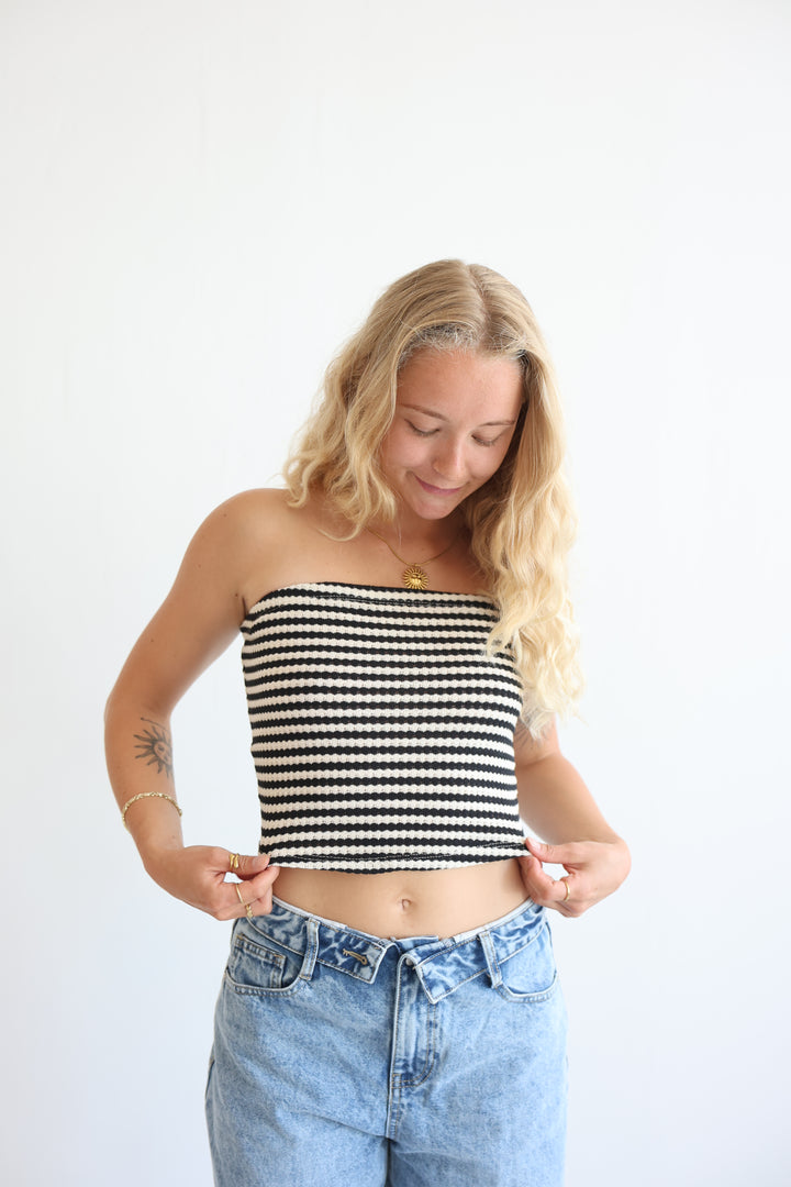 Striped Knit Tube Top
