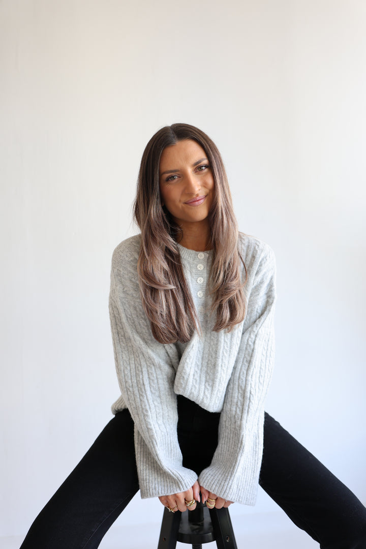 Ribbed Button Pullover