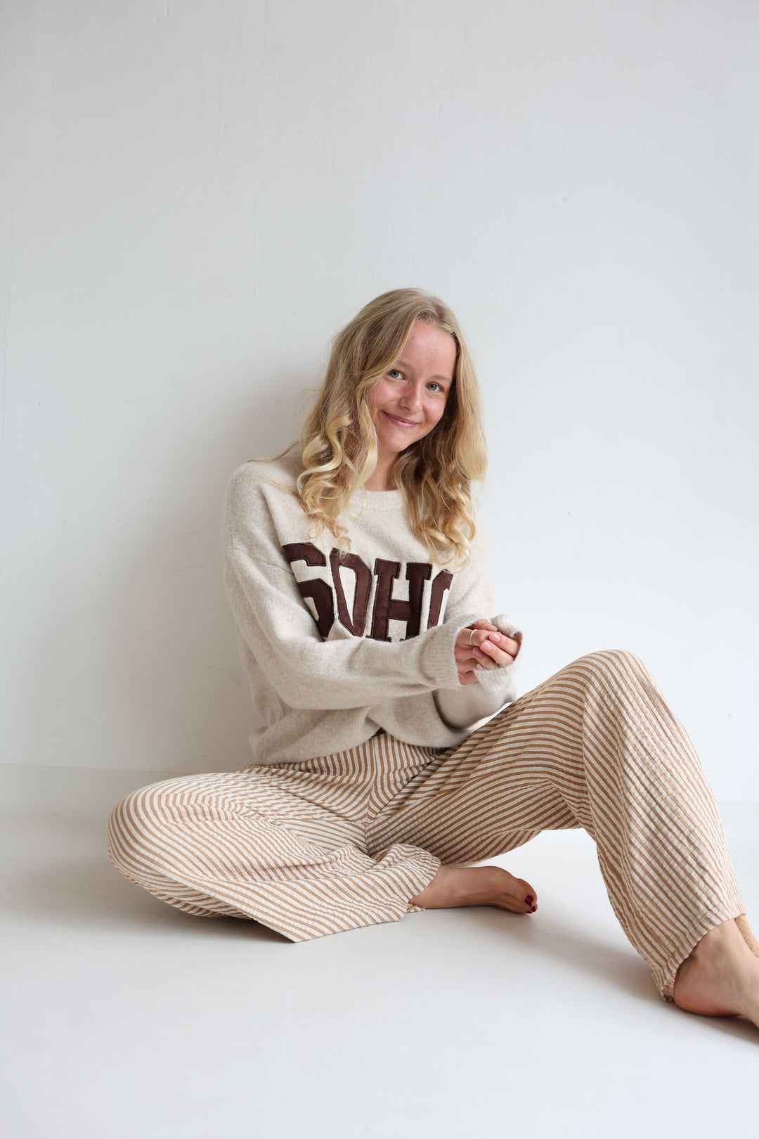 Lange Musselinhose mit Streifen Little Lines