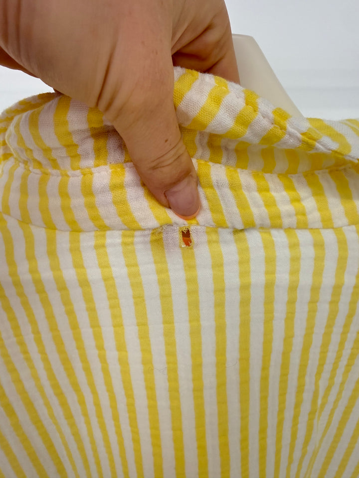 KURZES BLUSENHEMD AUS MUSSELIN MIT STREIFEN LEMON (B-WARE)