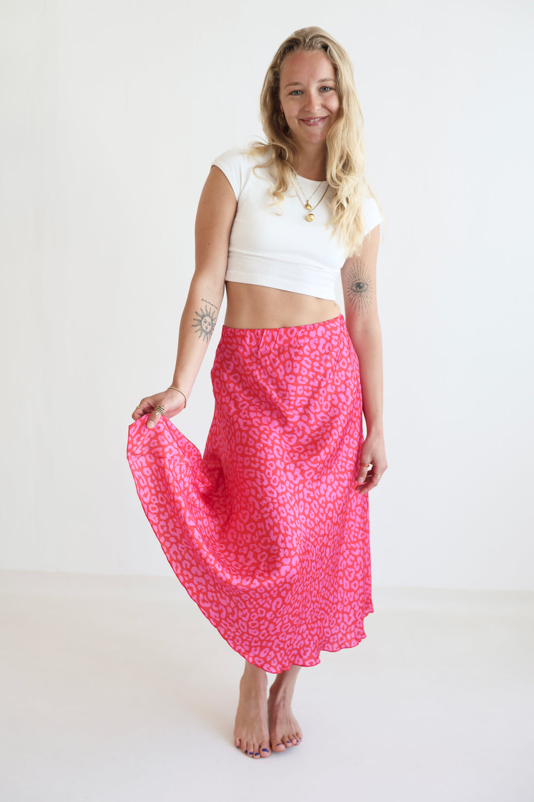 Leopard Satin Skirt